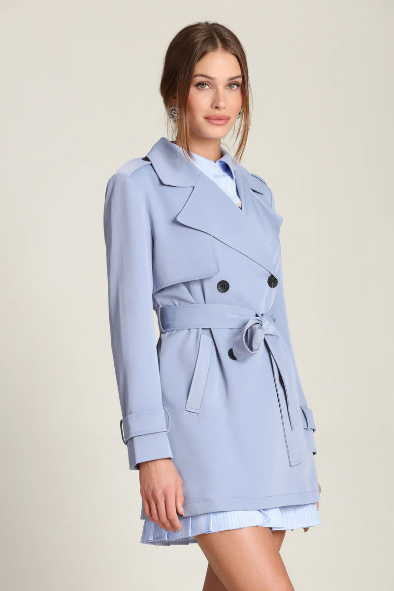 LIGHTWEIGHT BELTED TRENCH COAT - BLUE BELL