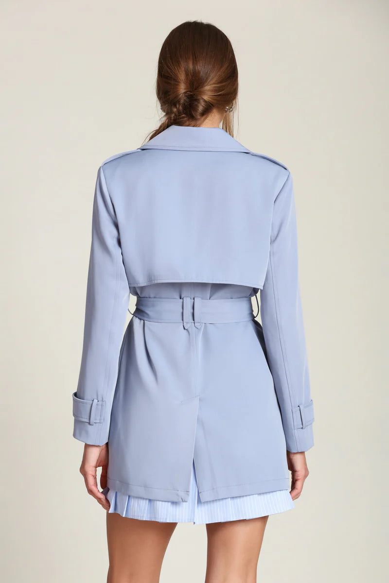 LIGHTWEIGHT BELTED TRENCH COAT - BLUE BELL