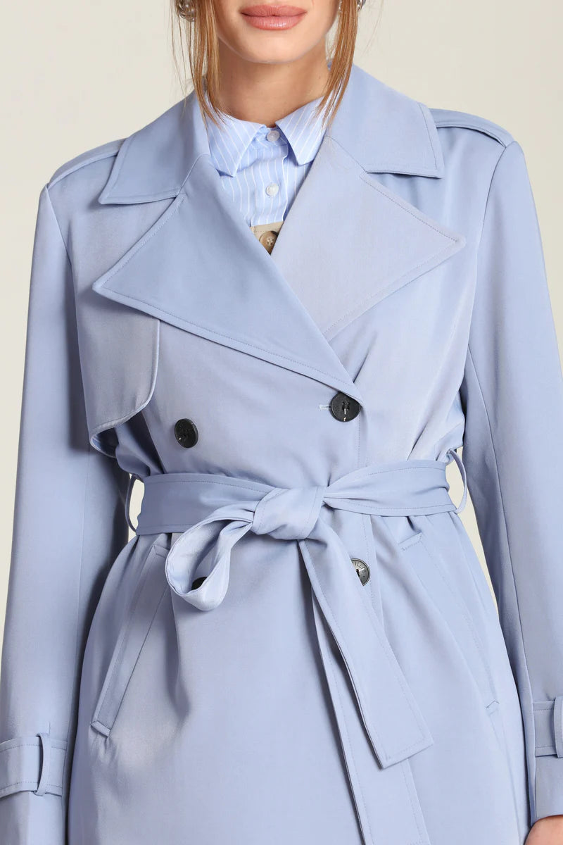 LIGHTWEIGHT BELTED TRENCH COAT - BLUE BELL