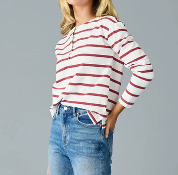 LONG SLEEVE BRETON TOP - RED STRIPE