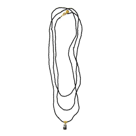 ARAMIS BEADED LAYERING NECKLACE IN BLACK SPINEL
