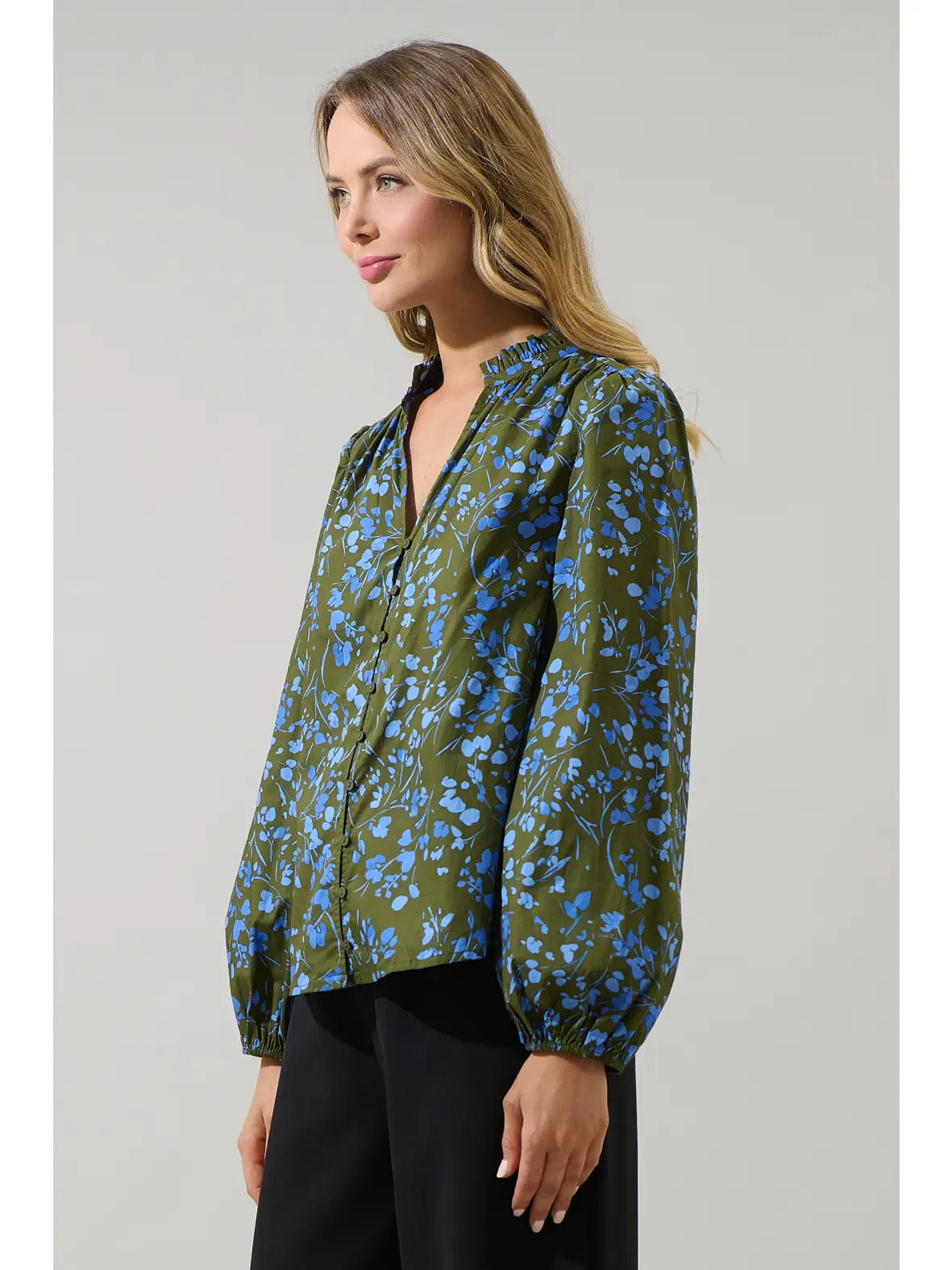 SOLVAY FLORAL NELLIA RUFFLE TOP