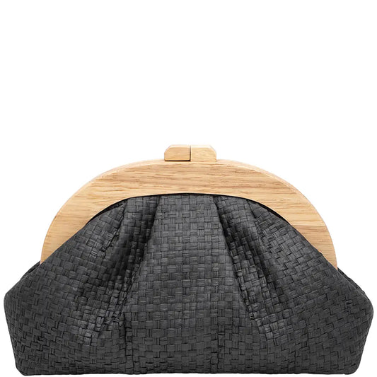 BLACK WOVEN CROSSBODY BAG