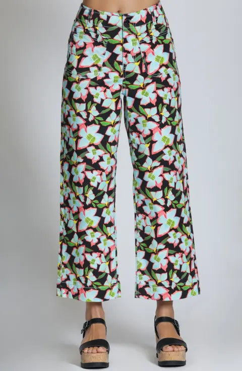 FLORAL PRINT ANKLE JEANS