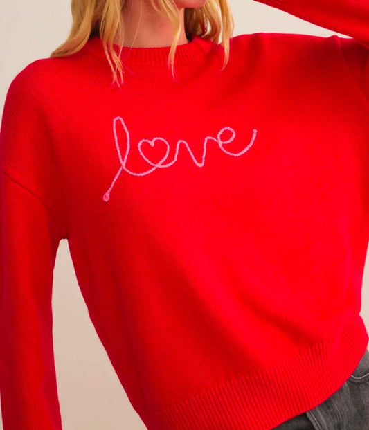 LOVE NOTES BOYFRIEND SWEATER - CHERRY