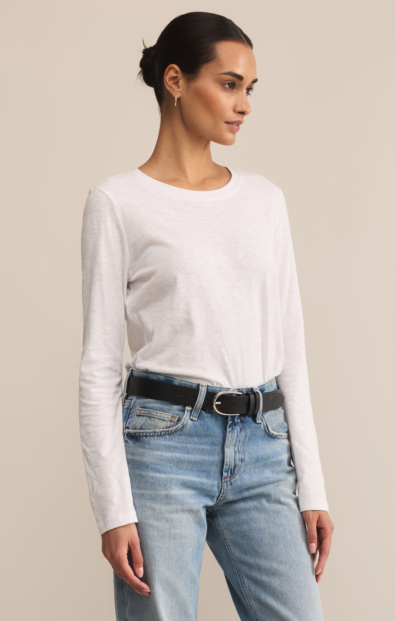 MODERN SLUB LONG SLEEVE TEE - WHITE