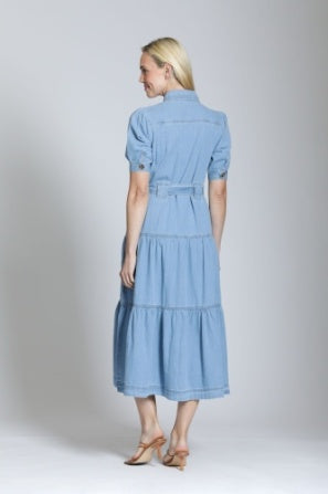 LIGHT DENIM TIERED DRESS