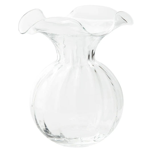 HIBISCUS GLASS LARGE FLUTED VASE - CLEAR