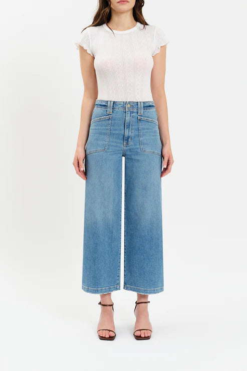 VALLEY GIRL HIGH RISE PATCH POCKET ANKLE JEAN