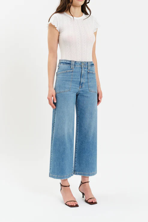 VALLEY GIRL HIGH RISE PATCH POCKET ANKLE JEAN