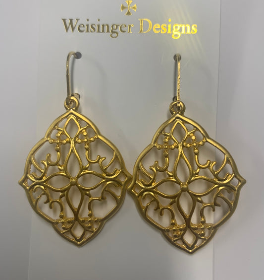 FILIGREE DROP CROSS EARRINGS