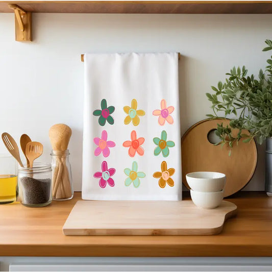 FLOWER GRID TEA TOWEL