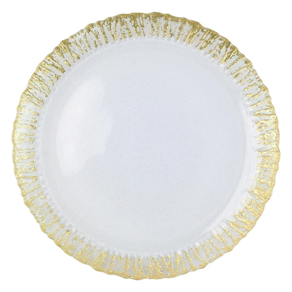 RUFOLO GLASS GOLD ROUND PLATTER