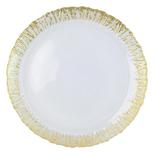 RUFOLO GLASS GOLD ROUND PLATTER