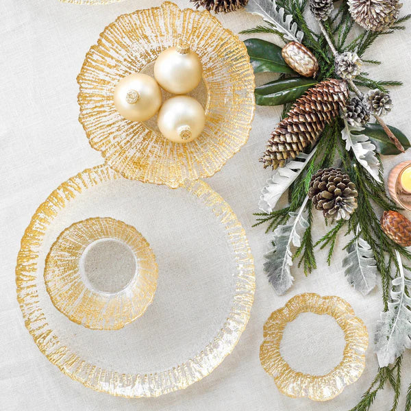 RUFOLO GLASS GOLD ROUND PLATTER