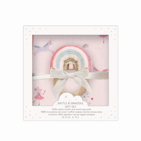 CHATEAU MAGIQUE SWADDLE & RATTLE GIFT SET