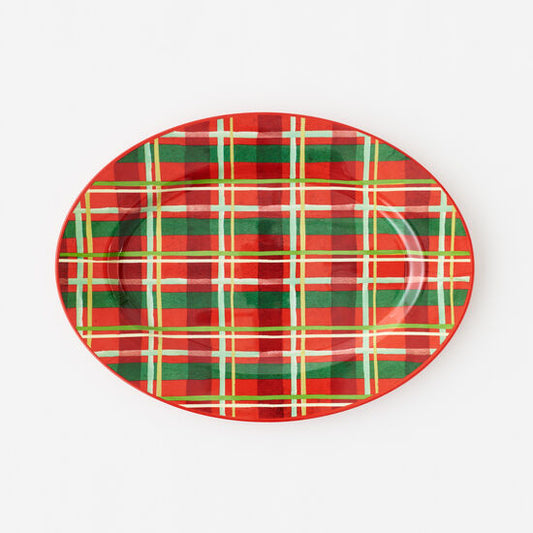 CHRISTMAS PLAID OVAL PLATTER