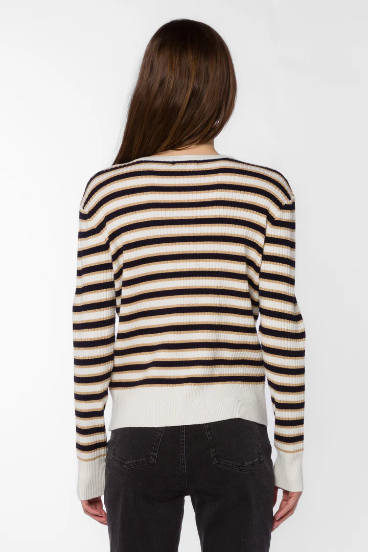 JANIYAH NAVY & GOLD STRIPE SWEATER