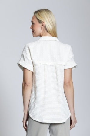 BREEZY BUBBLE BLOUSE WITH PATCH POCKETS