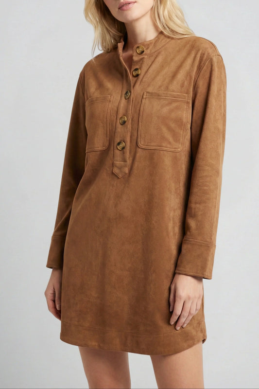 CARAMEL SUEDE FEEL DRESS