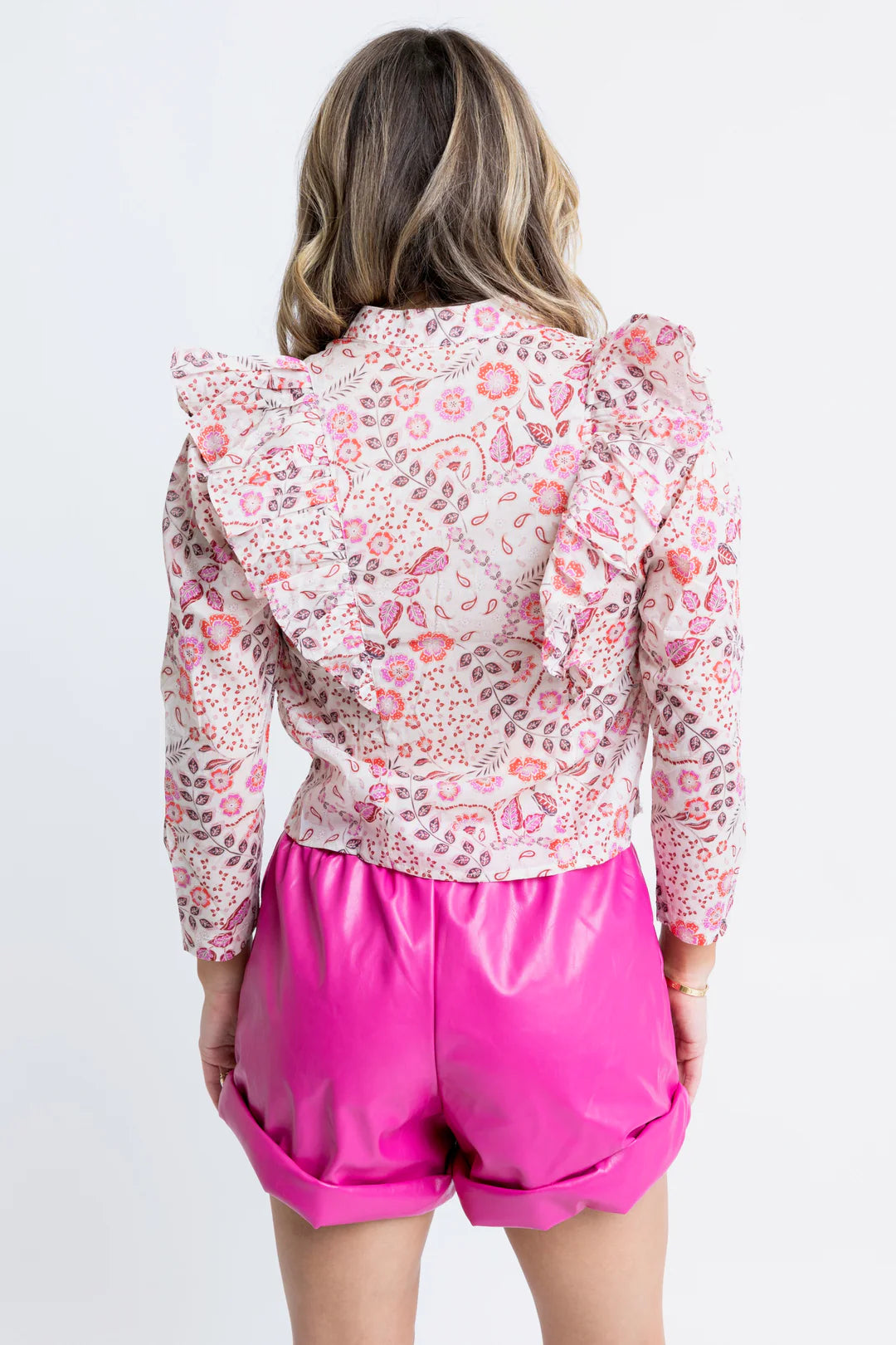 SOLID PLEATHER SHORT - PINK