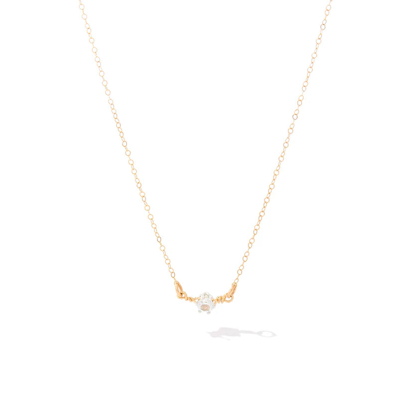 YOU ARE MY SUNSHINE NECKLACE - 1 STONE - WHITE TOPAZ