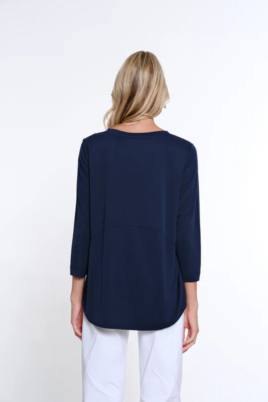 TULIP HEM 3/4 SLEEVE TOP -  MIDNIGHT