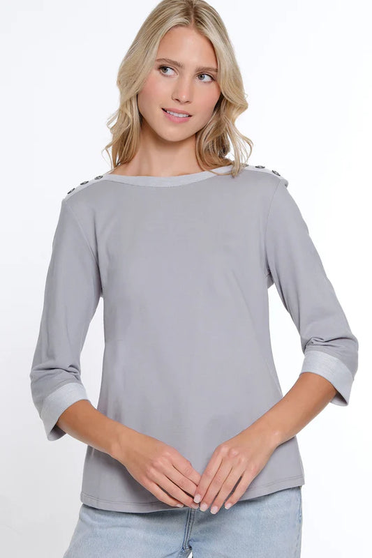GRAY BOAT NECK TOP