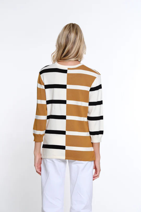 JEWEL NECK 3/4 SLEEVE SWEATER