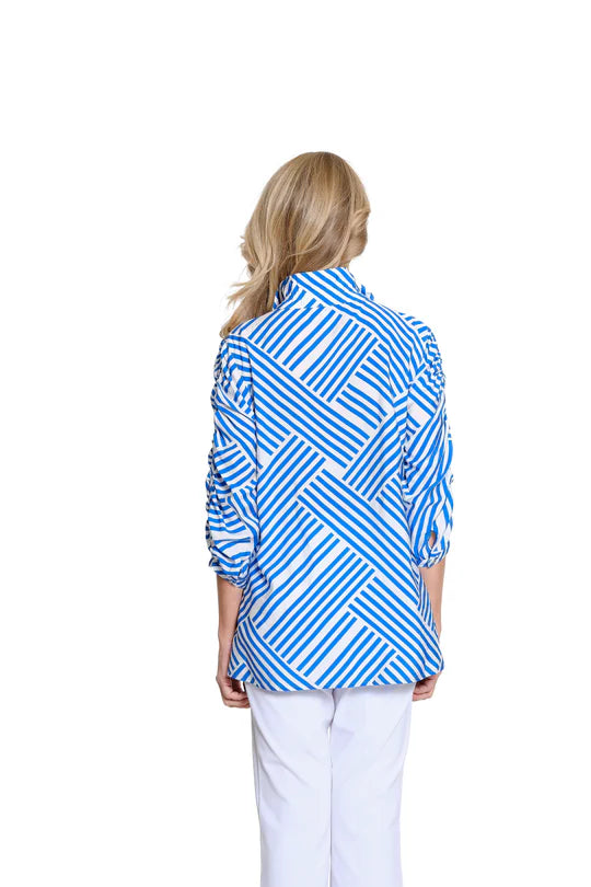 PLUS - GEOMETRIC BRIGHT BLUE TOP