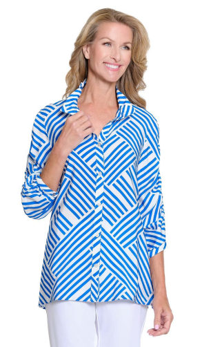 PLUS - GEOMETRIC BRIGHT BLUE TOP