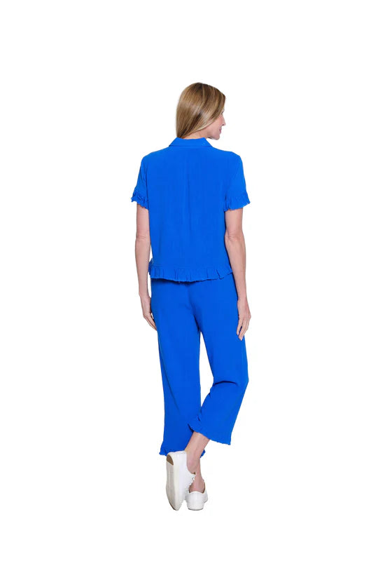 RUFFLE HEM PANT - BRIGHT ROYAL