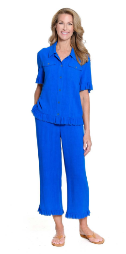 RUFFLE HEM PANT - BRIGHT ROYAL