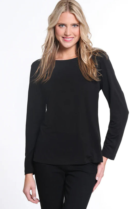 BLACK SCOOP NECK TOP