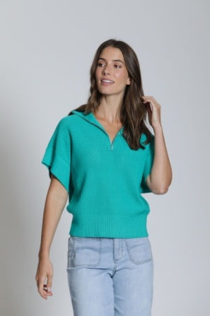 1/2 ZIP OPEN KNIT SWEATER