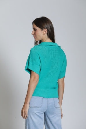 1/2 ZIP OPEN KNIT SWEATER