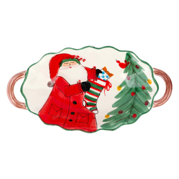 OLD ST. NICK HANDLED SCALLOPED OVAL PLATTER