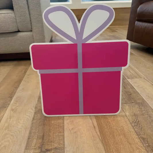 PINK PRESENT YARD SIGN