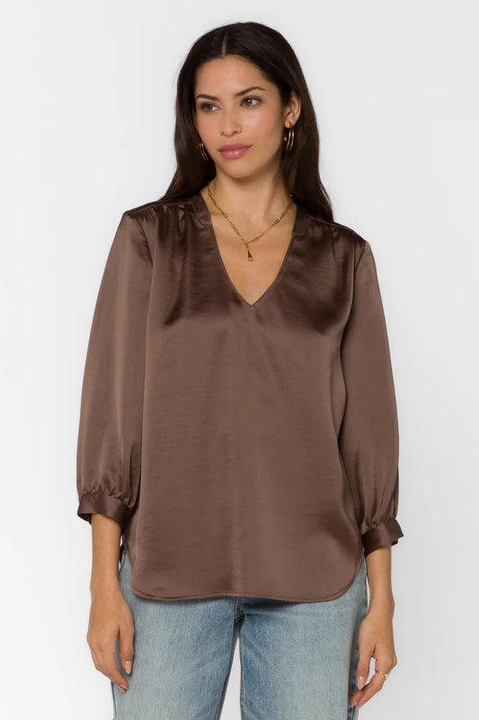 ROBYN BROWN SILKY BLOUSE