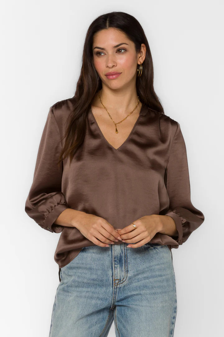 ROBYN BROWN SILKY BLOUSE