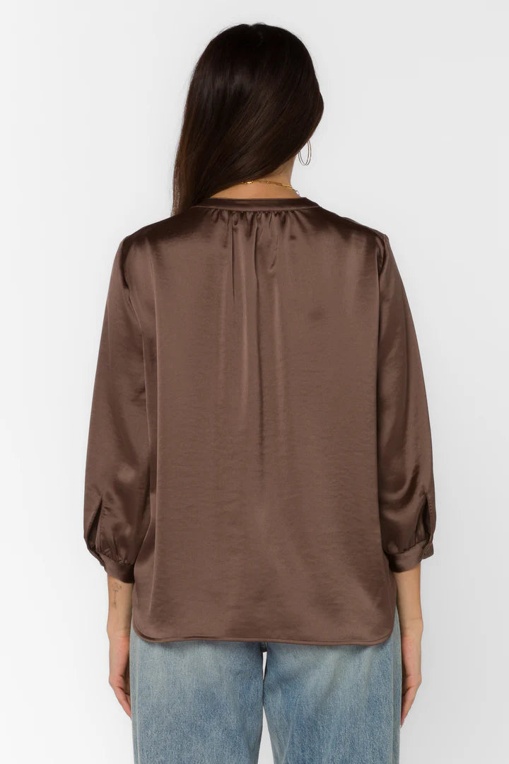 ROBYN BROWN SILKY BLOUSE