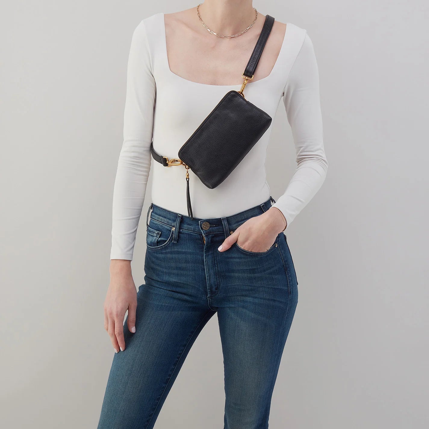 FERN SLIM BELT/SLING BAG - BLACK