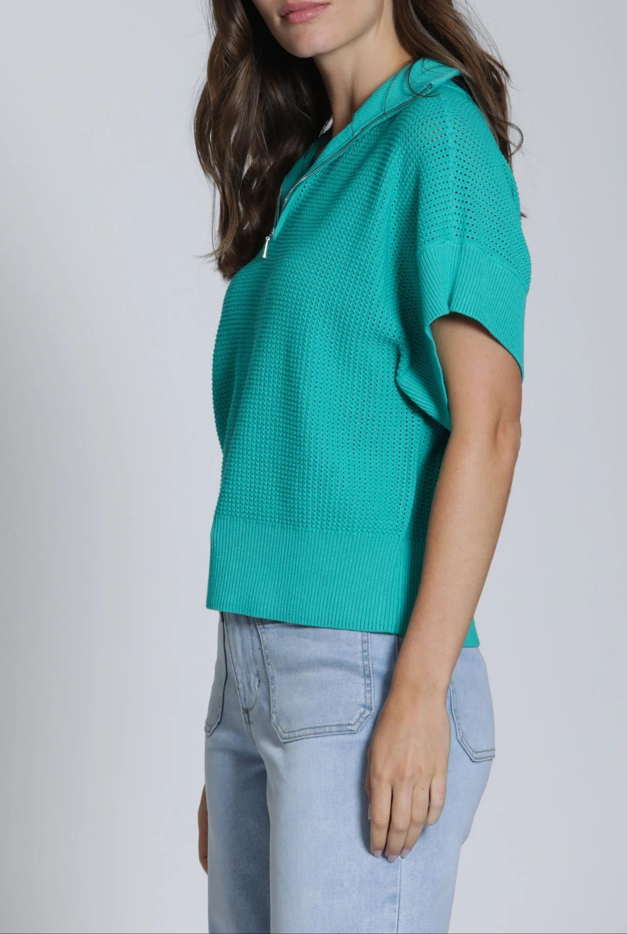 1/2 ZIP OPEN KNIT SWEATER