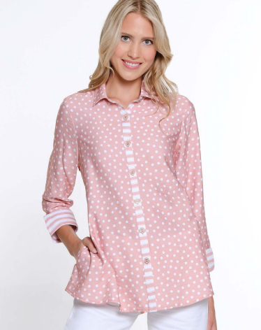 TURN UP CUFF BUTTON FRONT TOP - BLUSH