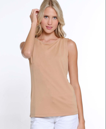 SCOOP NECK TANK - CAMEL