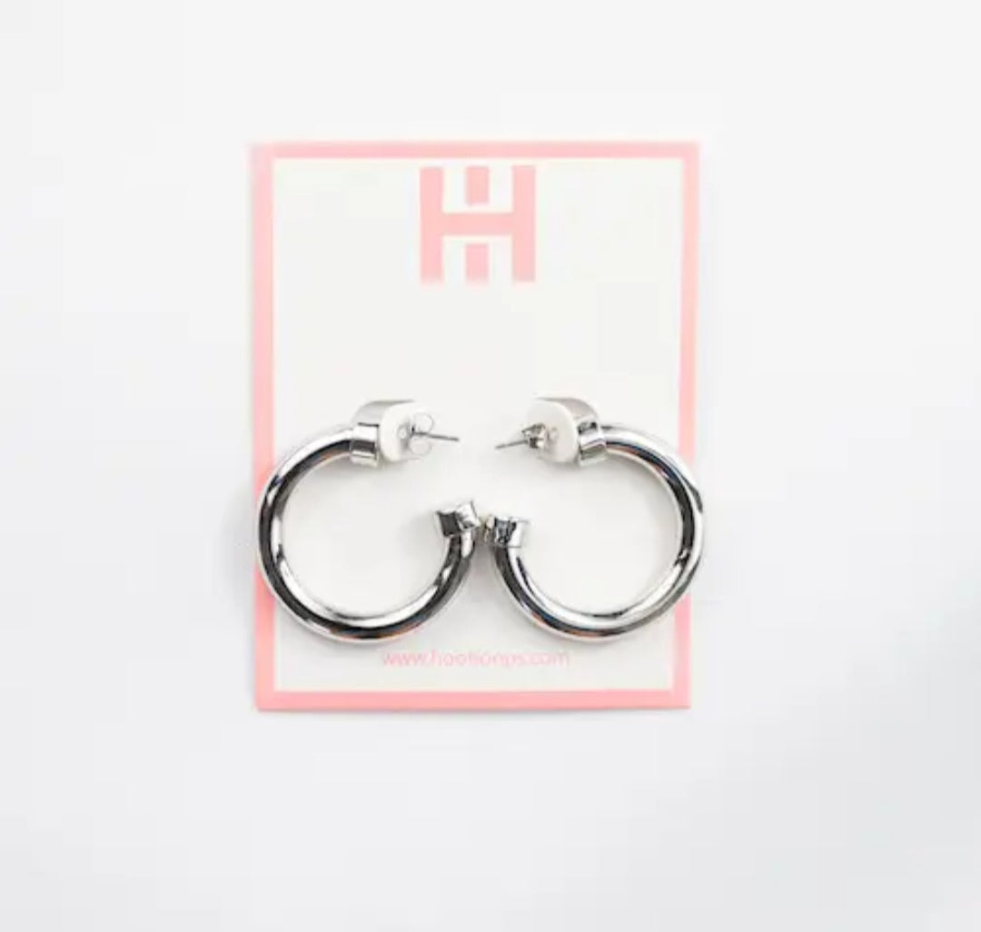 SMALL ACRYLIC HOOPS - SILVER