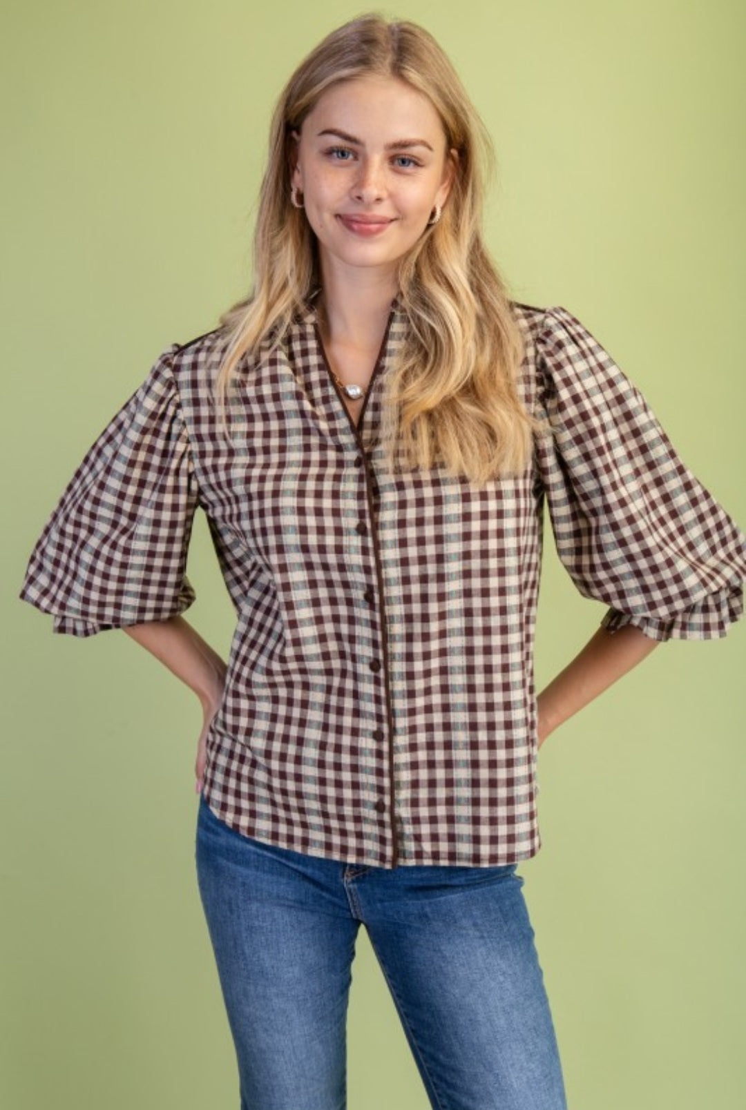 BROWN CHECK TOP