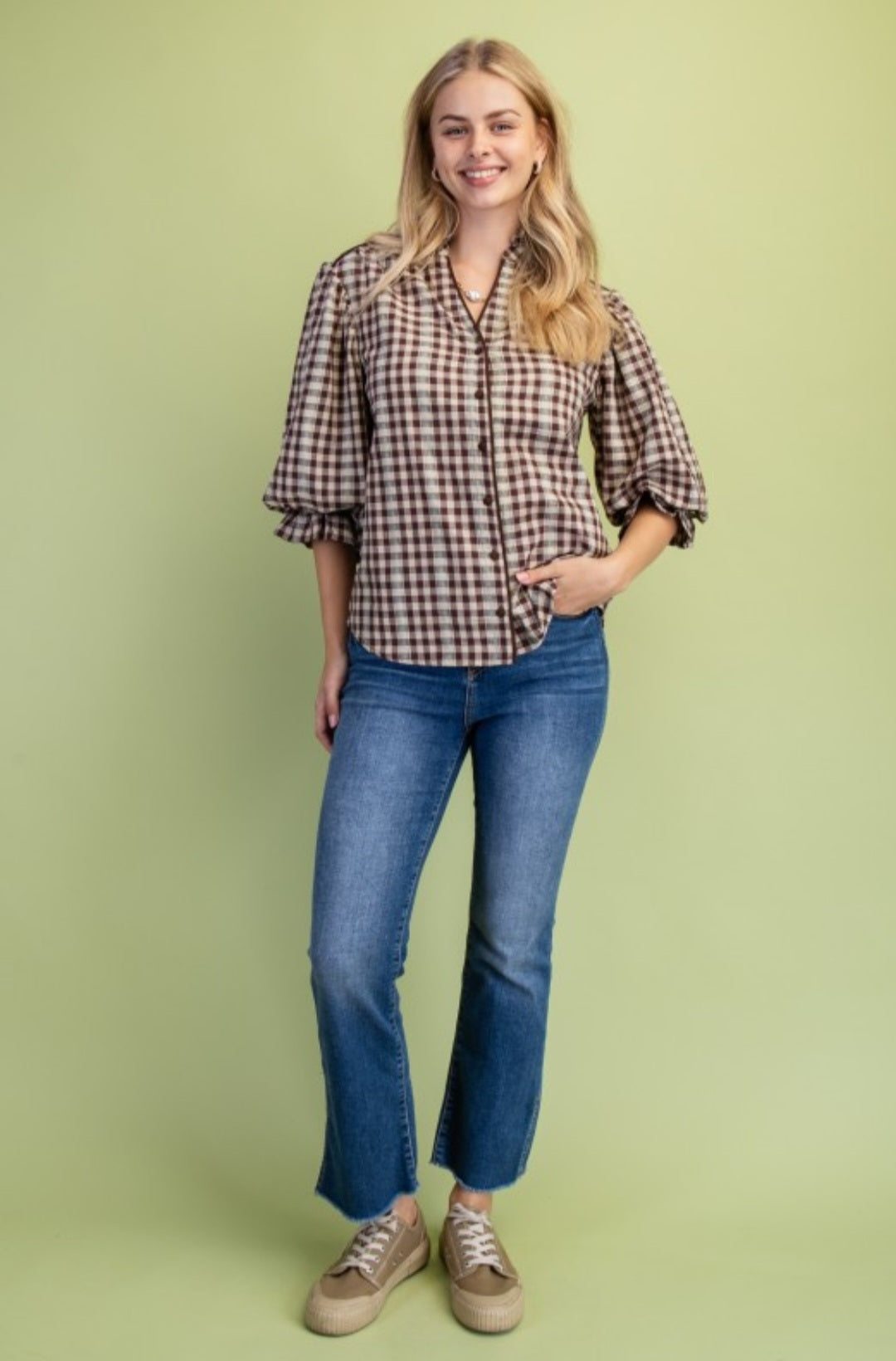 BROWN CHECK TOP