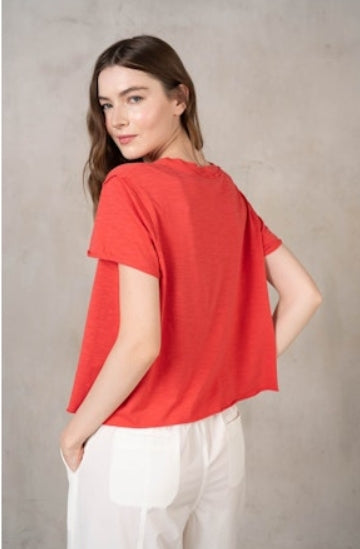 CREW NECK SLUB TEE - RED