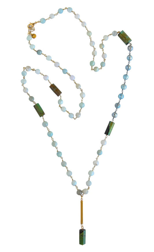 TASMAN LONG NECKLACE IN PERUVIAN OPAL